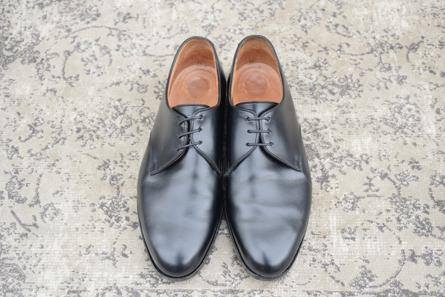 Crockett&Jones クロケットアンドジョーンズ Plain Toe Paul Smith別注 プレーン 外羽根 3ホール 黒 ブラック UK6E / 24.5cm【W3548】