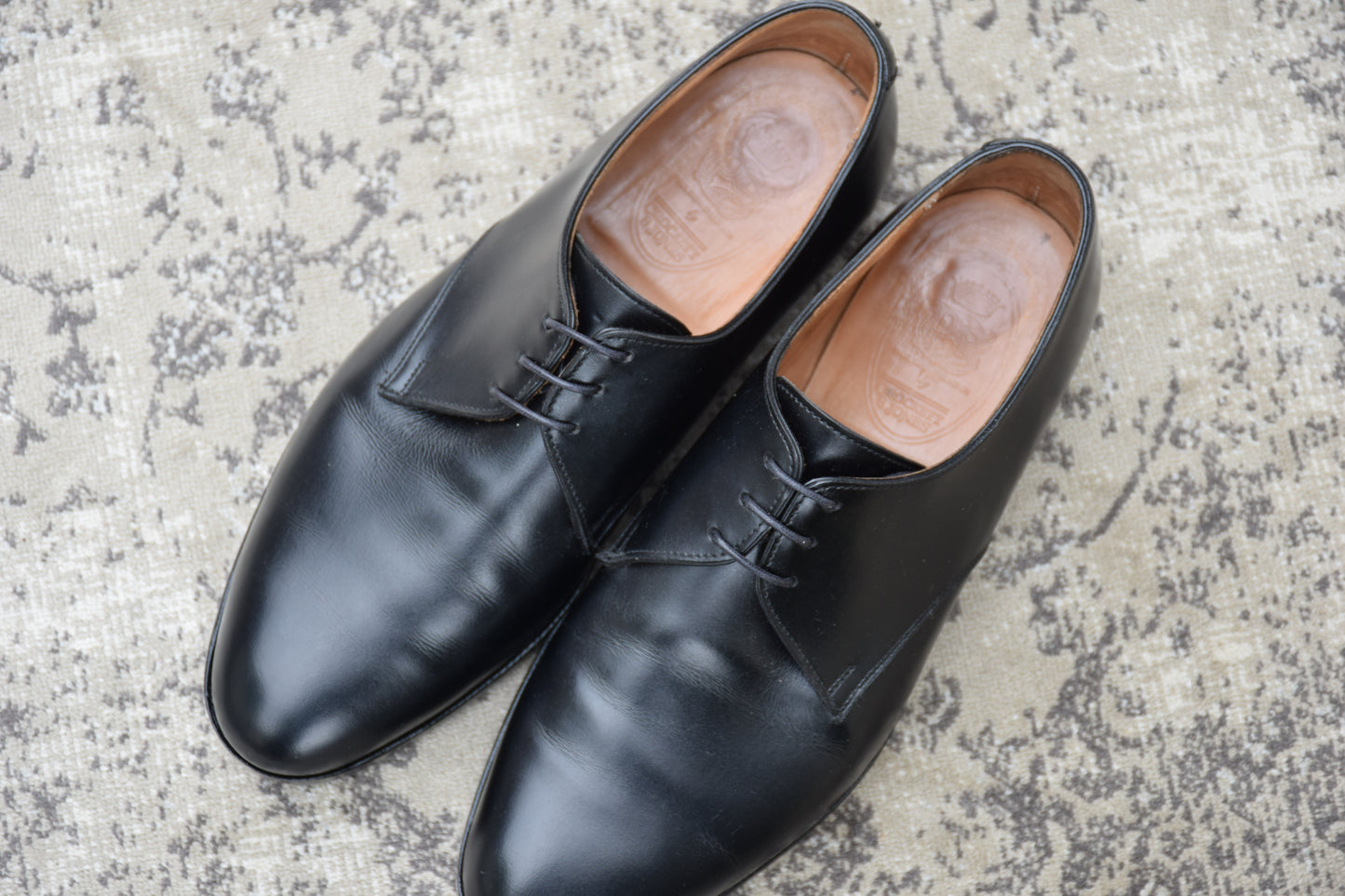 Crockett&Jones クロケットアンドジョーンズ Plain Toe Paul Smith別注 プレーン 外羽根 3ホール 黒 ブラック UK6E / 24.5cm【W3548】