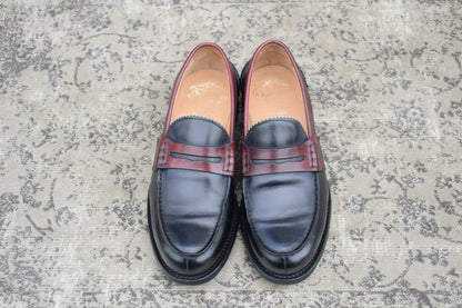【極美品】Church's チャーチ PEMBREY ペンブリー ビーフロール コインローファー トリコロール 黒 紺 赤茶 UK6.5 / 25.0cm【W3549】