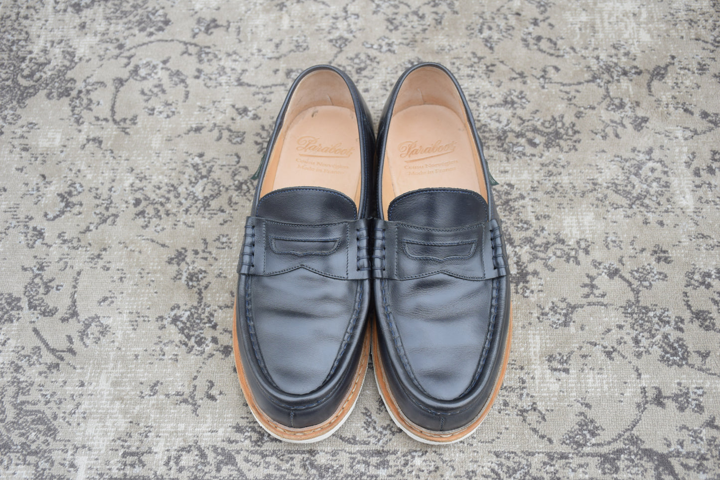 【美品】Paraboot パラブーツ REIMS ランス コインローファー ビーフロール カーキ UK6 / 24.5cm【W3550】