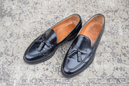 Berwick 1707 バーウィック 8491 タッセルローファー ポリッシュドカーフ 黒 ブラック UK7 / 26.0cm【W3551】
