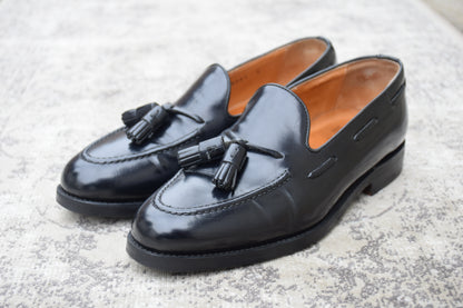 Berwick 1707 バーウィック 8491 タッセルローファー ポリッシュドカーフ 黒 ブラック UK7 / 26.0cm【W3551】