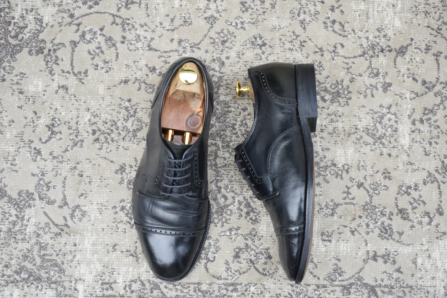 【73ラスト】Church's チャーチ 4都市 Punched Cap Toe パンチドキャップトゥ 外羽根 黒 ブラック UK7.0 / 25.5cm【W3553】