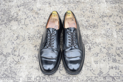 SANDERS サンダース 1384 Officer Shoe オフィサーシューズ プレーン 外羽根 ポリッシュドカーフ 黒 ブラック UK7.5 / 26.5cm【W3555】