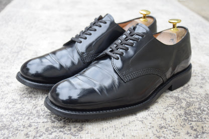 SANDERS サンダース 1384 Officer Shoe オフィサーシューズ プレーン 外羽根 ポリッシュドカーフ 黒 ブラック UK7.5 / 26.5cm【W3555】