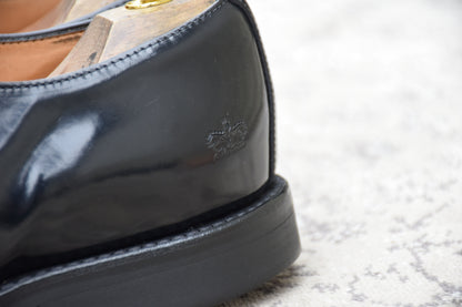SANDERS サンダース 1384 Officer Shoe オフィサーシューズ プレーン 外羽根 ポリッシュドカーフ 黒 ブラック UK7.5 / 26.5cm【W3555】