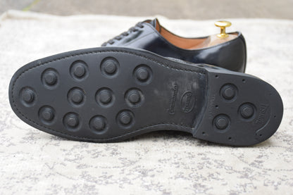 SANDERS サンダース 1384 Officer Shoe オフィサーシューズ プレーン 外羽根 ポリッシュドカーフ 黒 ブラック UK7.5 / 26.5cm【W3555】