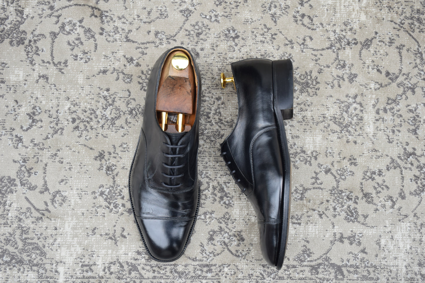 J.M. WESTON ジェイエムウエストン 300 CAP TOE OXFORD キャップトゥ オックスフォード ストレート 内羽根 黒 ブラック UK7.5 C / 24～24.5cm相当（着用感）【W3556】