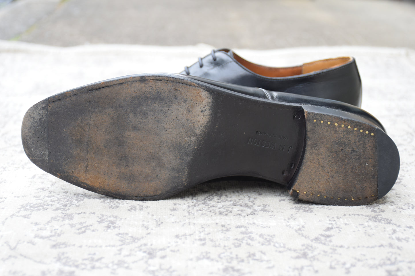 J.M. WESTON ジェイエムウエストン 300 CAP TOE OXFORD キャップトゥ オックスフォード ストレート 内羽根 黒 ブラック UK7.5 C / 24～24.5cm相当（着用感）【W3556】