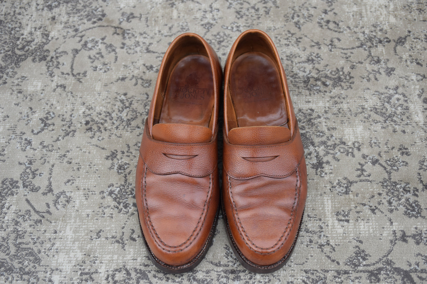 【オールソール済み】CROCKETT&JONES クロケット＆ジョーンズ Full Saddle フルサドル コインローファー 茶 ブラウン UK8 / 26.5cm【W3557】