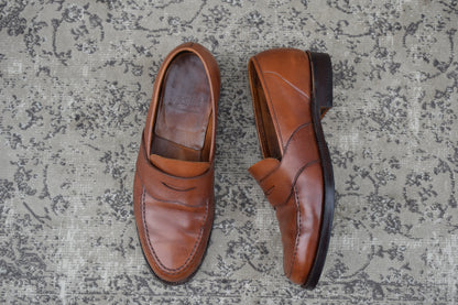 【オールソール済み】CROCKETT&JONES クロケット＆ジョーンズ Full Saddle フルサドル コインローファー 茶 ブラウン UK8 / 26.5cm【W3557】