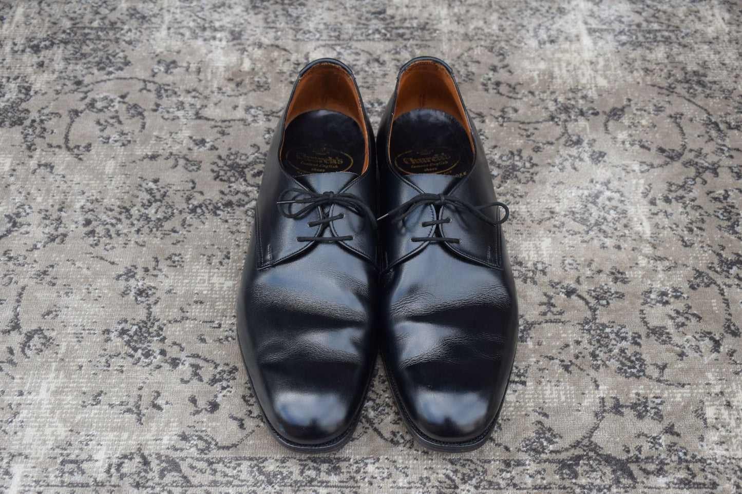 【美品】Church’s チャーチ 2都市 プレーントゥ 外羽根 3ホール 黒 ブラック UK9 / 90F / 27.5cm【W3365】旧旧チャーチ
