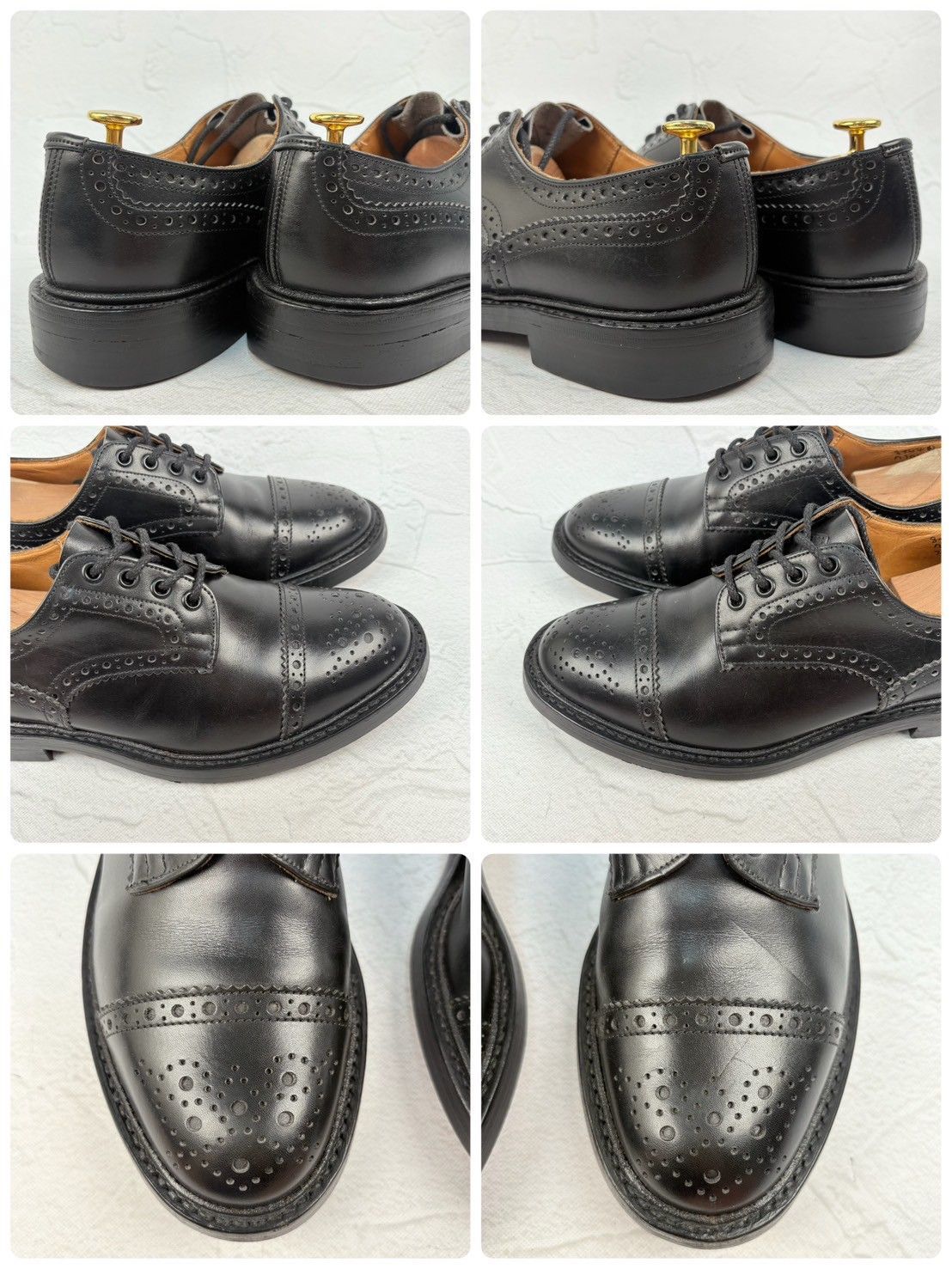 美品】Tricker's トリッカーズ M7047 メダリオンキャップ 外羽根 黒