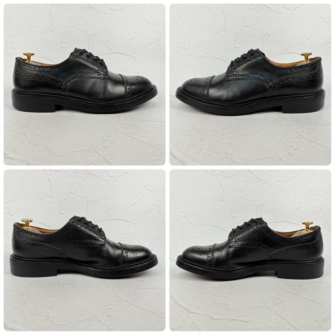 美品】Tricker's トリッカーズ M7047 メダリオンキャップ 外羽根 黒