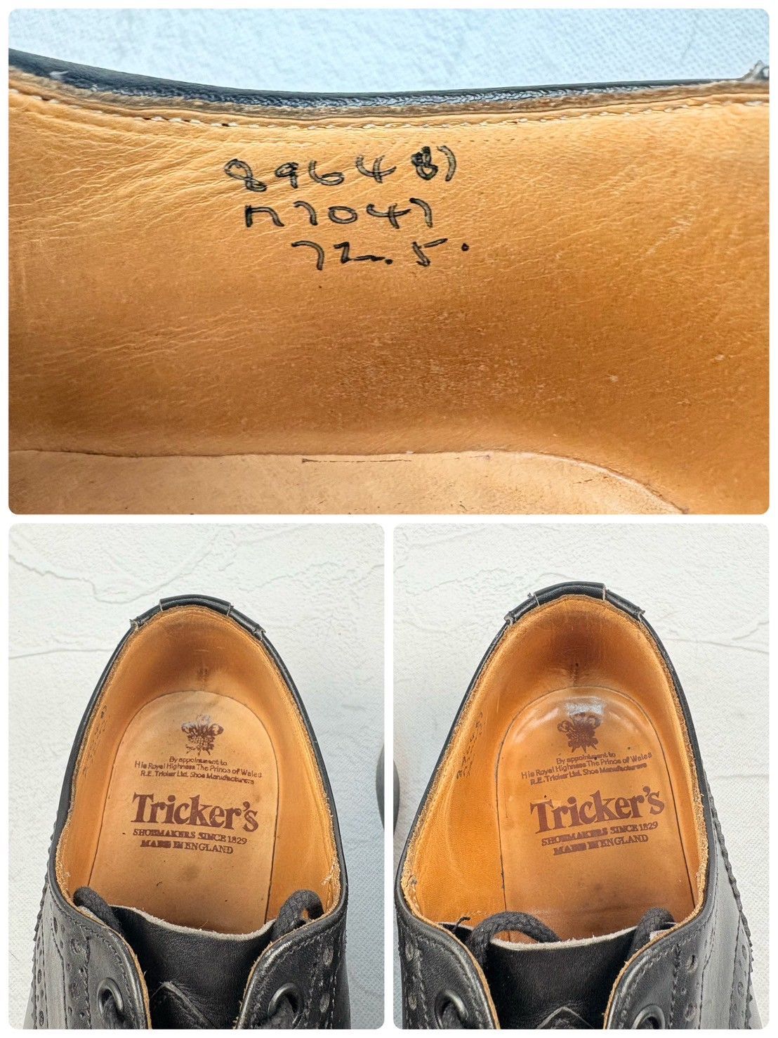 美品】Tricker's トリッカーズ M7047 メダリオンキャップ 外羽根 黒