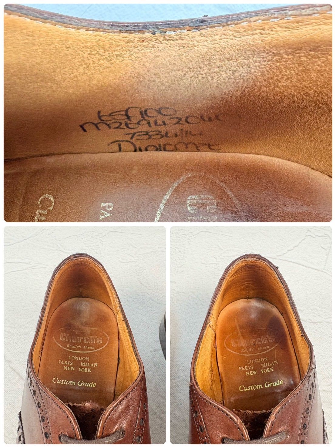 Church’s チャーチ Diplomat ディプロマット セミブローグ 内羽根 茶 ブラウン UK6.5F / 25.0cm【W3349】
