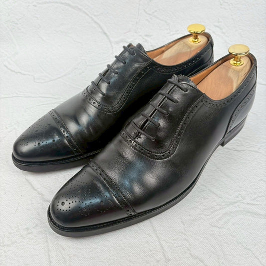 【良品】Crockett&Jones クロケットアンドジョーンズ MAINDWELL セミブローグ 内羽根 黒 6E [W3250]