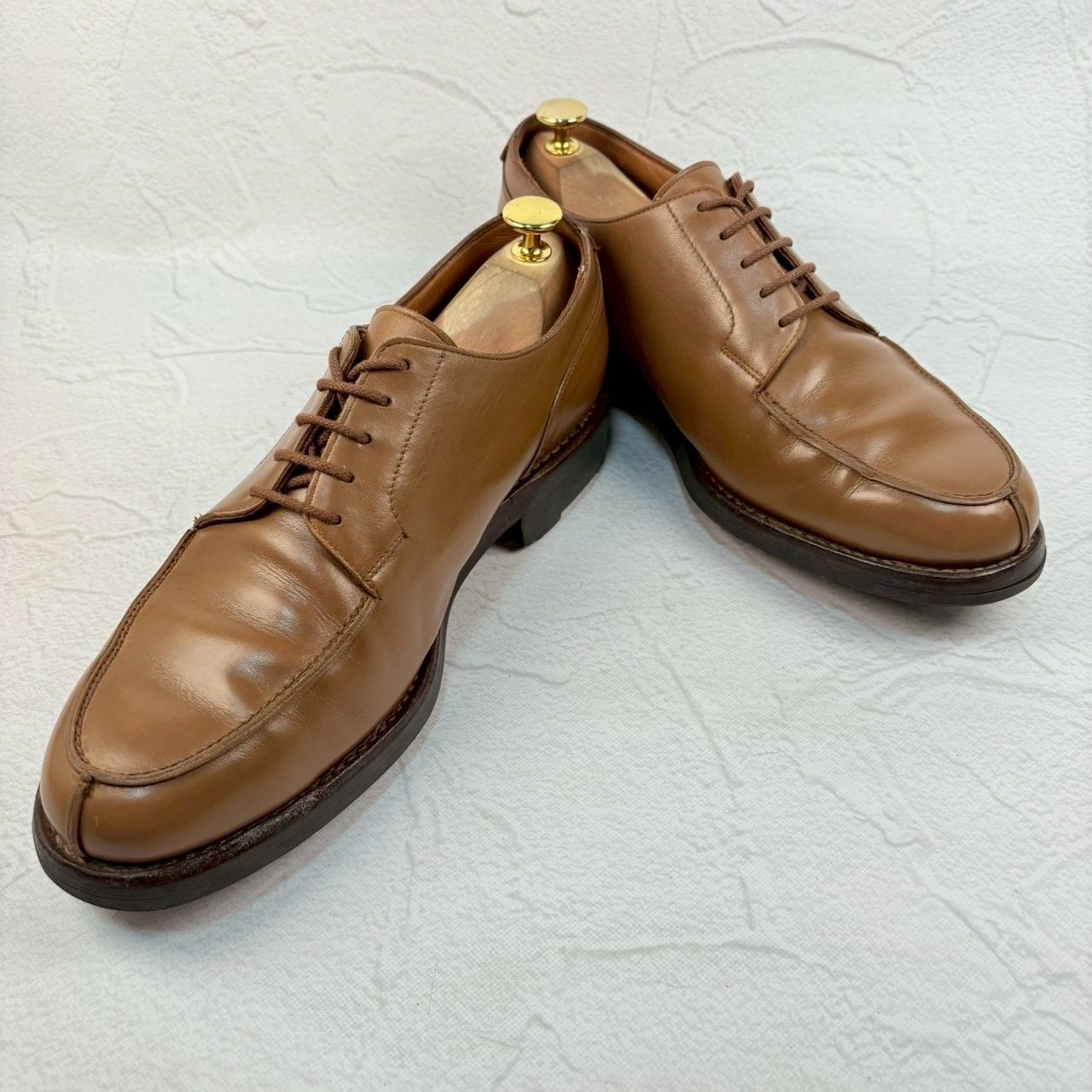 【美品】Crockett&Jones クロケットアンドジョーンズ MORETON モールトン Uチップ 外羽根 茶 ライトブラウン UK8 / 26.5cm [W3320]