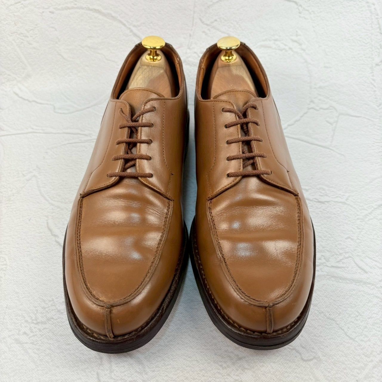 【美品】Crockett&Jones クロケットアンドジョーンズ MORETON モールトン Uチップ 外羽根 茶 ライトブラウン UK8 / 26.5cm [W3320]