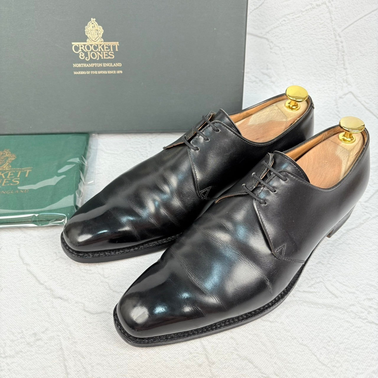 【リフト交換済み】Crockett&Jones クロケットアンドジョーンズ HIGHBURY ハイバリー プレーン 外羽根 3アイレット 黒 ブラック BLACK UK5.5 / 24cm【W3023】
