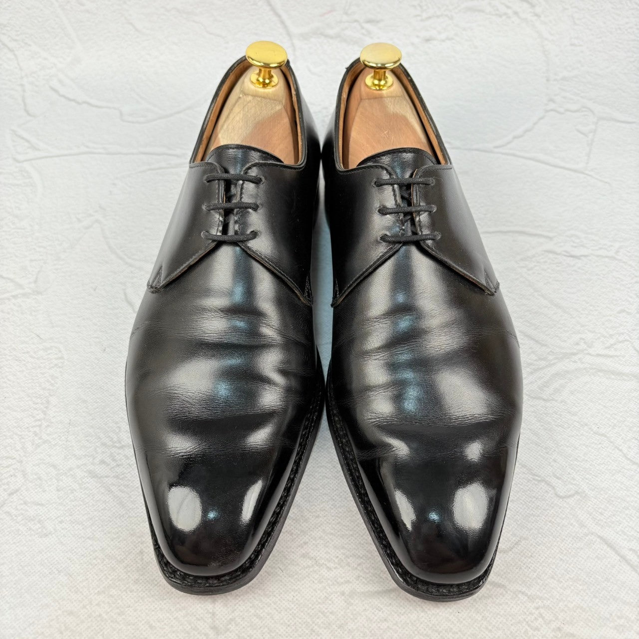 【リフト交換済み】Crockett&Jones クロケットアンドジョーンズ HIGHBURY ハイバリー プレーン 外羽根 3アイレット 黒 ブラック BLACK UK5.5 / 24cm【W3023】