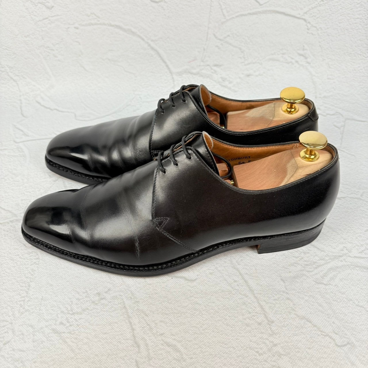 【リフト交換済み】Crockett&Jones クロケットアンドジョーンズ HIGHBURY ハイバリー プレーン 外羽根 3アイレット 黒 ブラック BLACK UK5.5 / 24cm【W3023】