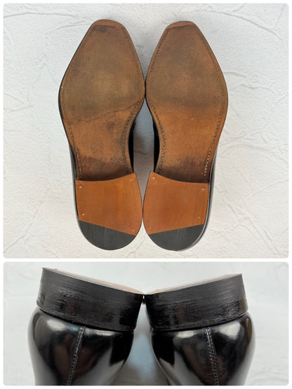 【リフト交換済み】Crockett&Jones クロケットアンドジョーンズ HIGHBURY ハイバリー プレーン 外羽根 3アイレット 黒 ブラック BLACK UK5.5 / 24cm【W3023】