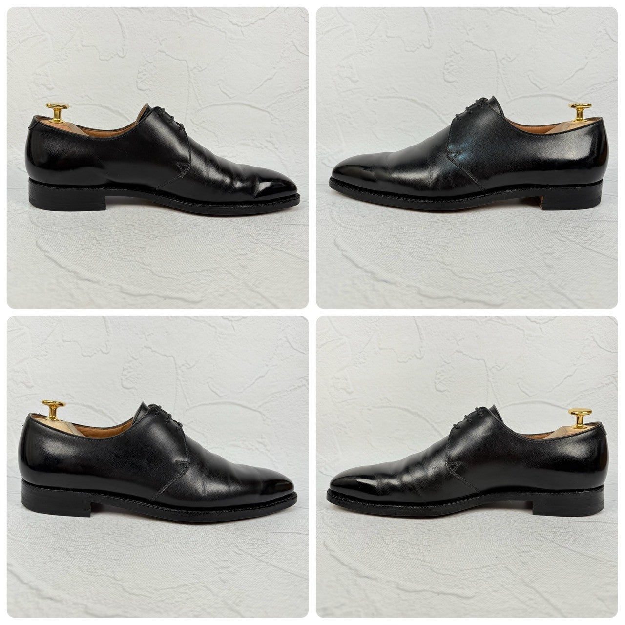 【リフト交換済み】Crockett&Jones クロケットアンドジョーンズ HIGHBURY ハイバリー プレーン 外羽根 3アイレット 黒 ブラック BLACK UK5.5 / 24cm【W3023】