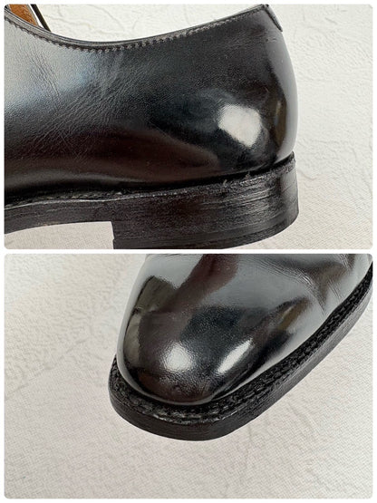 【リフト交換済み】Crockett&Jones クロケットアンドジョーンズ HIGHBURY ハイバリー プレーン 外羽根 3アイレット 黒 ブラック BLACK UK5.5 / 24cm【W3023】