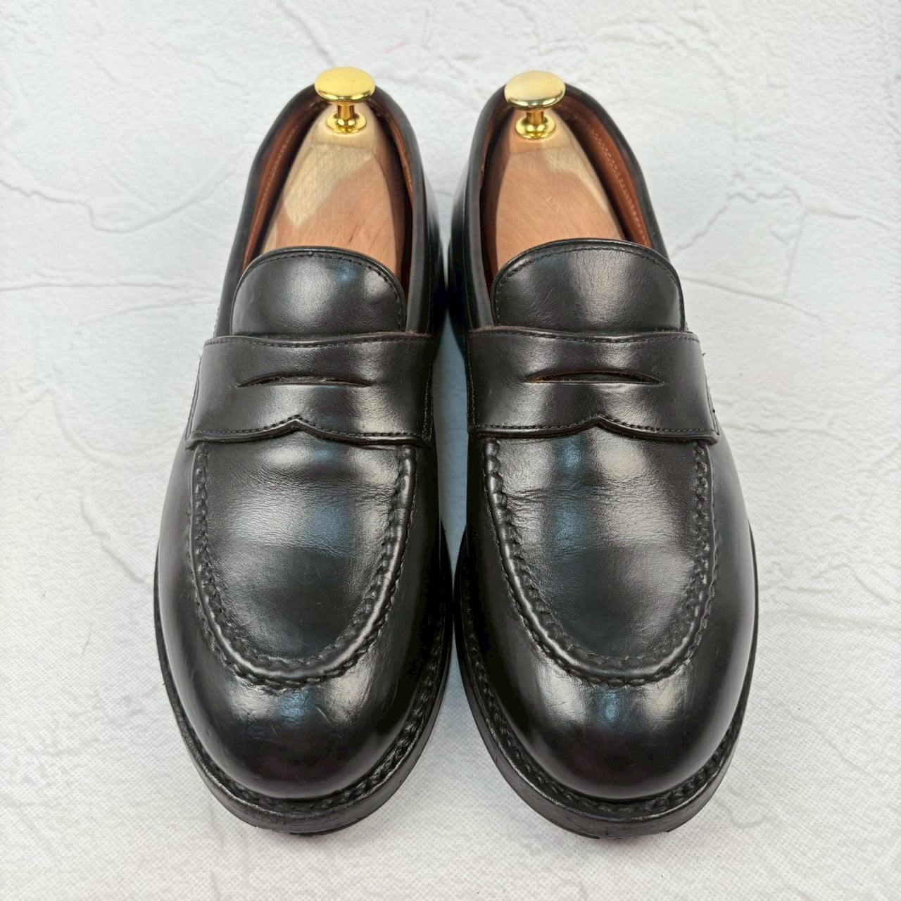 【良品】WHEEL ROBE ウィールローブ コインローファー #15079 HEAVY STITCHING LOAFER 黒 ブラック 6.5 ［W3229］