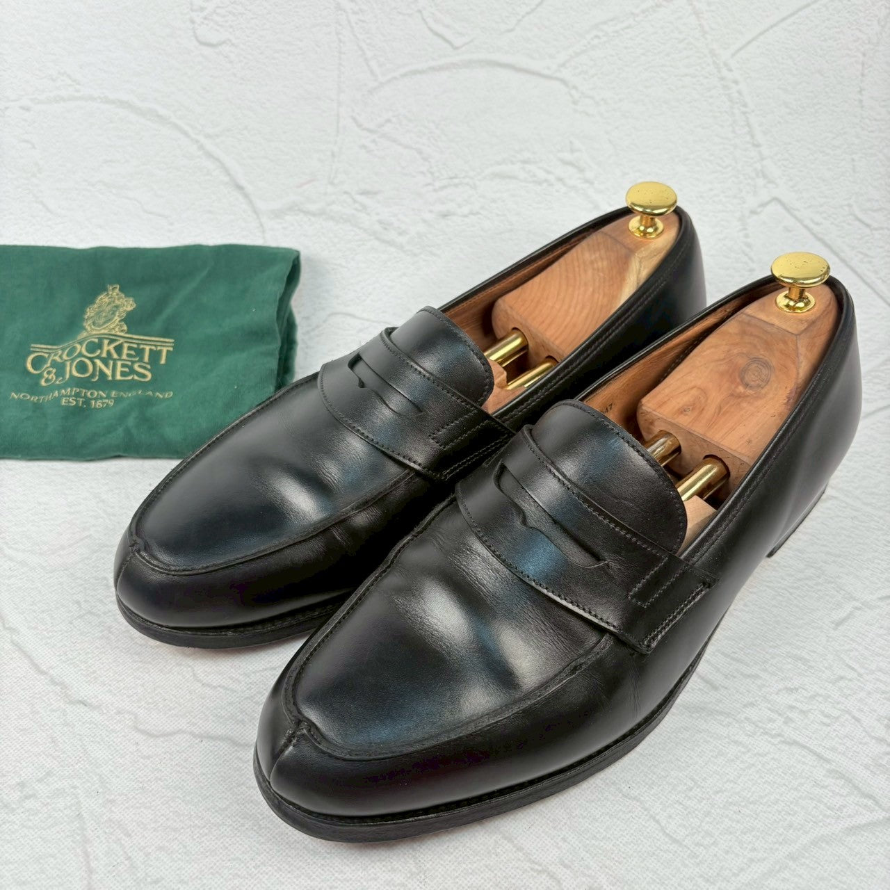 【良品】Crockett&Jones クロケットアンドジョーンズ LINCOLN リンカーン コインローファー 8417 黒 ブラック 9.5 F ［W3230］