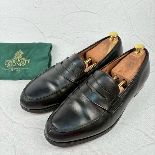 【良品】Crockett&Jones クロケットアンドジョーンズ LINCOLN リンカーン コインローファー 8417 黒 ブラック 9.5 F ［W3230］