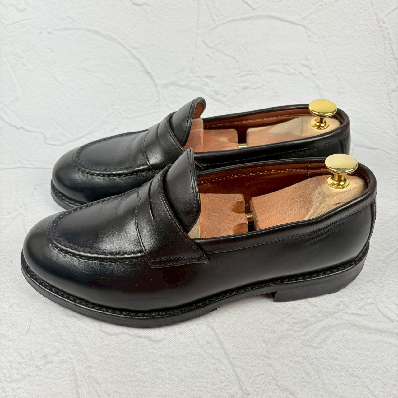 【良品】WHEEL ROBE ウィールローブ コインローファー #15079 HEAVY STITCHING LOAFER 黒 ブラック 6.5 ［W3229］