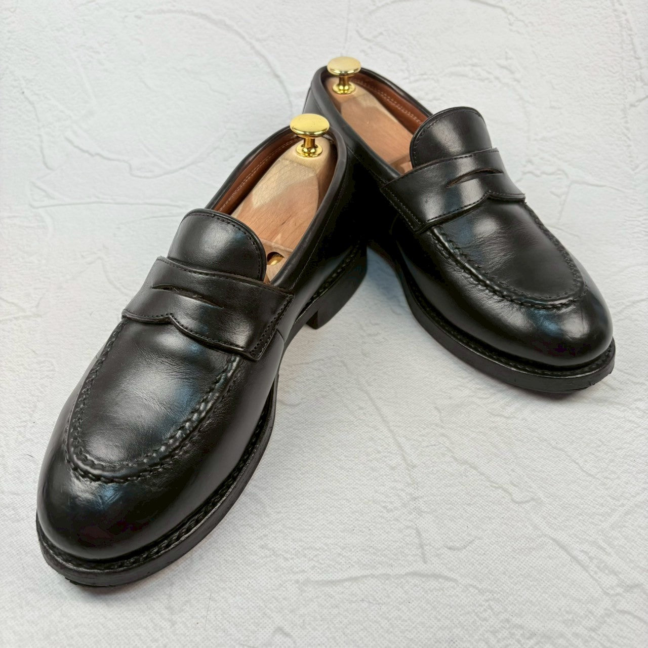 【良品】WHEEL ROBE ウィールローブ コインローファー #15079 HEAVY STITCHING LOAFER 黒 ブラック 6.5 ［W3229］