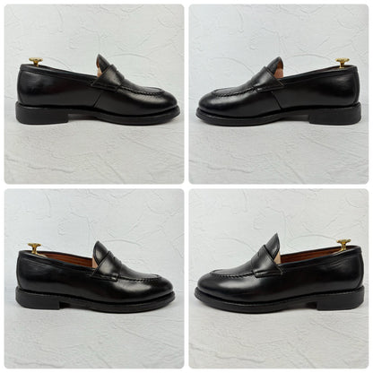 【良品】WHEEL ROBE ウィールローブ コインローファー #15079 HEAVY STITCHING LOAFER 黒 ブラック 6.5 ［W3229］