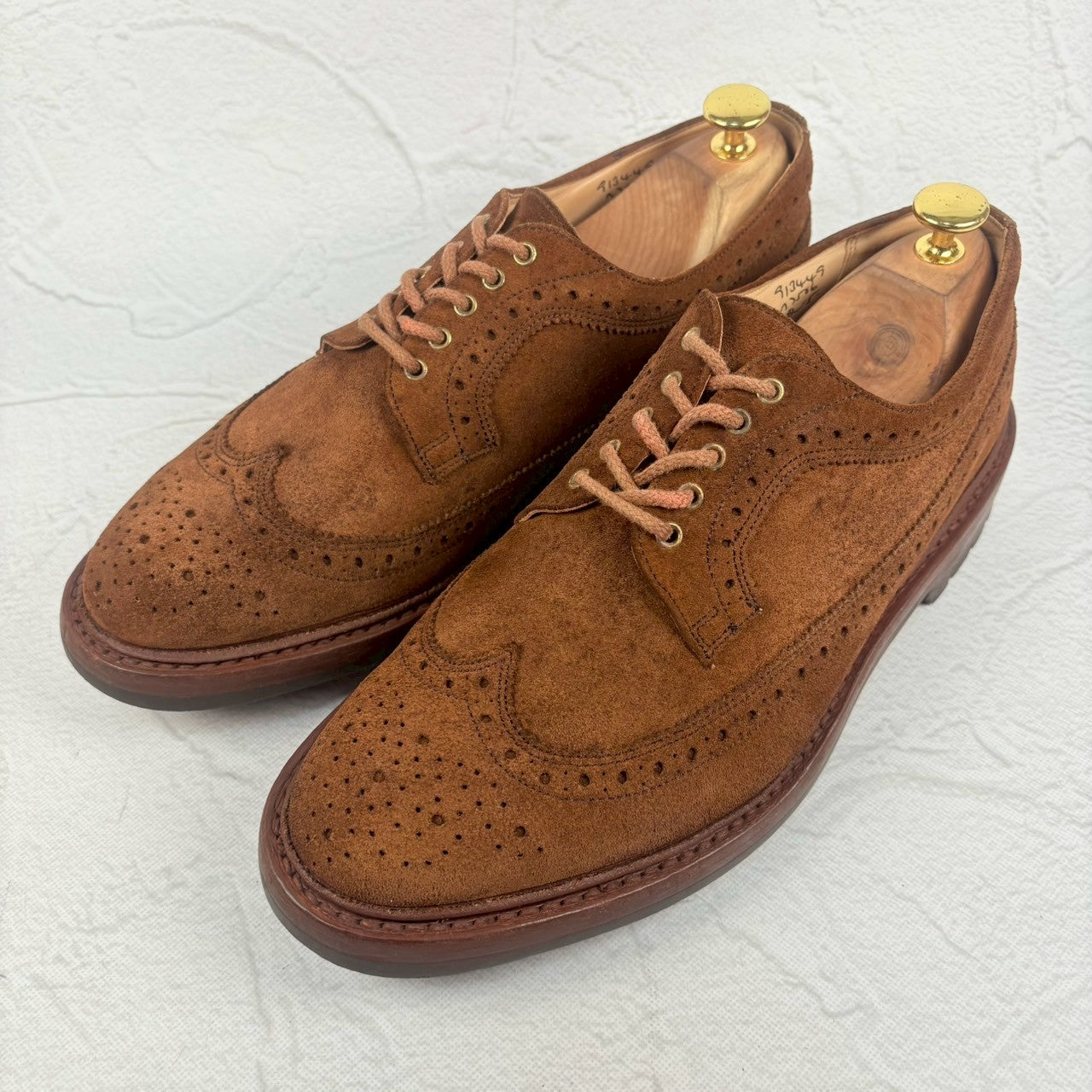 【美品】 Tricker's  トリッカーズ Bourton バートン スエード 茶 ブラウン 8h-5 英国靴 ［W3232］