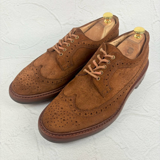 【美品】 Tricker's  トリッカーズ Bourton バートン スエード 茶 ブラウン 8h-5 英国靴 ［W3232］