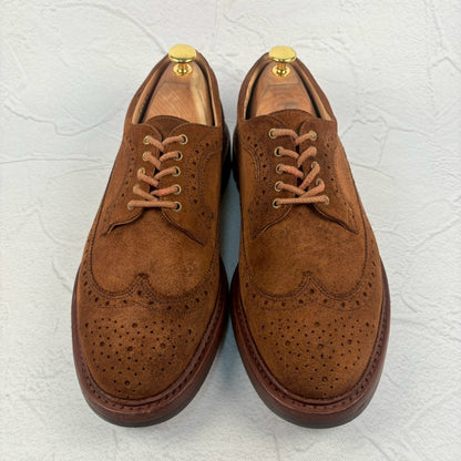 【美品】 Tricker's  トリッカーズ Bourton バートン スエード 茶 ブラウン 8h-5 英国靴 ［W3232］