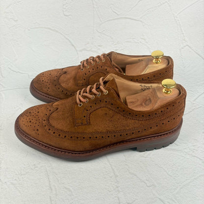 【美品】 Tricker's  トリッカーズ Bourton バートン スエード 茶 ブラウン 8h-5 英国靴 ［W3232］