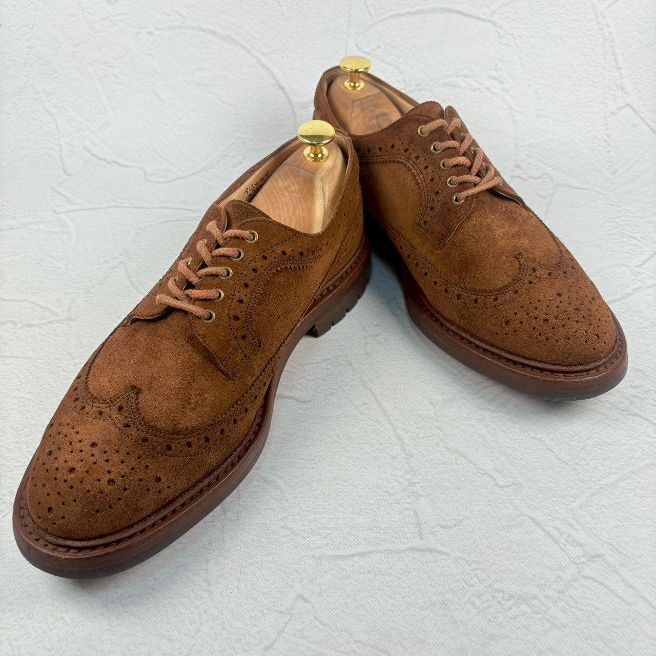 【美品】 Tricker's  トリッカーズ Bourton バートン スエード 茶 ブラウン 8h-5 英国靴 ［W3232］