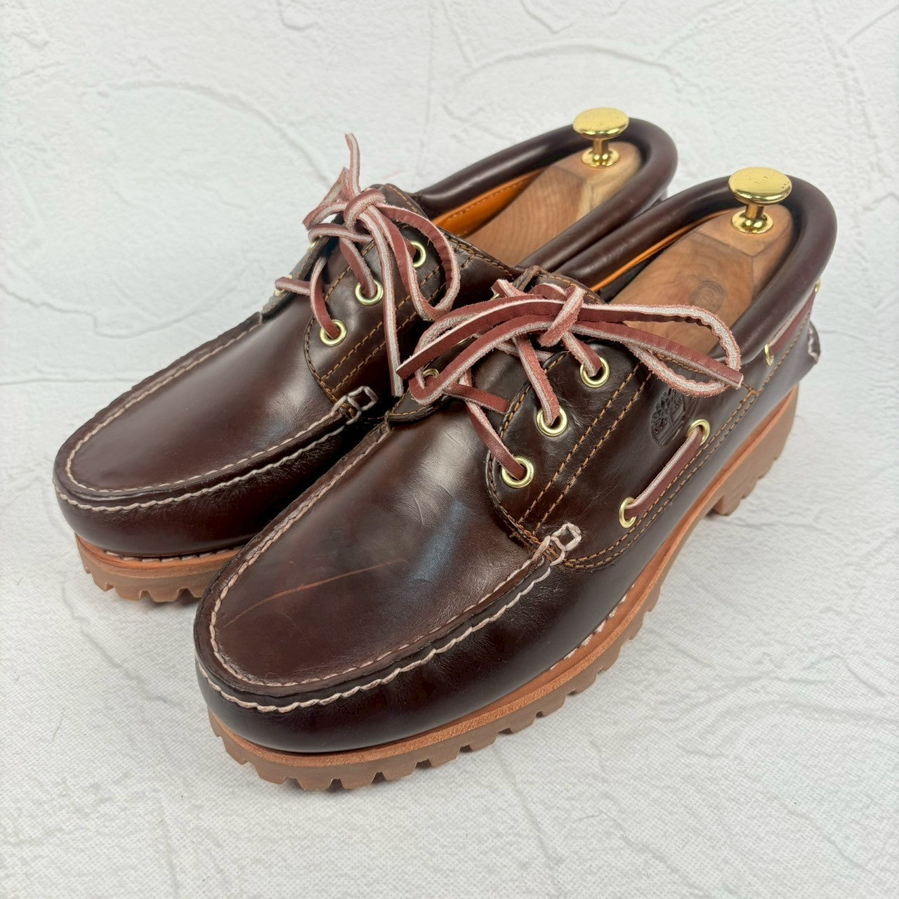 【美品】Timberland ティンバーランド 3-Eye Classic Lag スリーアイ クラシックラグ デッキシューズ 茶 ブラウン 26 米国［W3233］