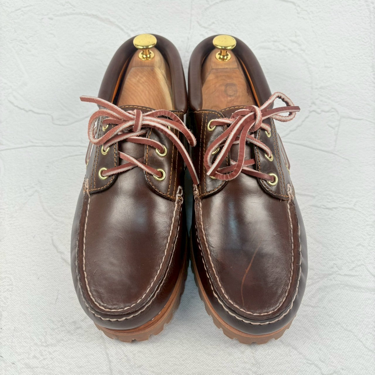 【美品】Timberland ティンバーランド 3-Eye Classic Lag スリーアイ クラシックラグ デッキシューズ 茶 ブラウン 26 米国［W3233］