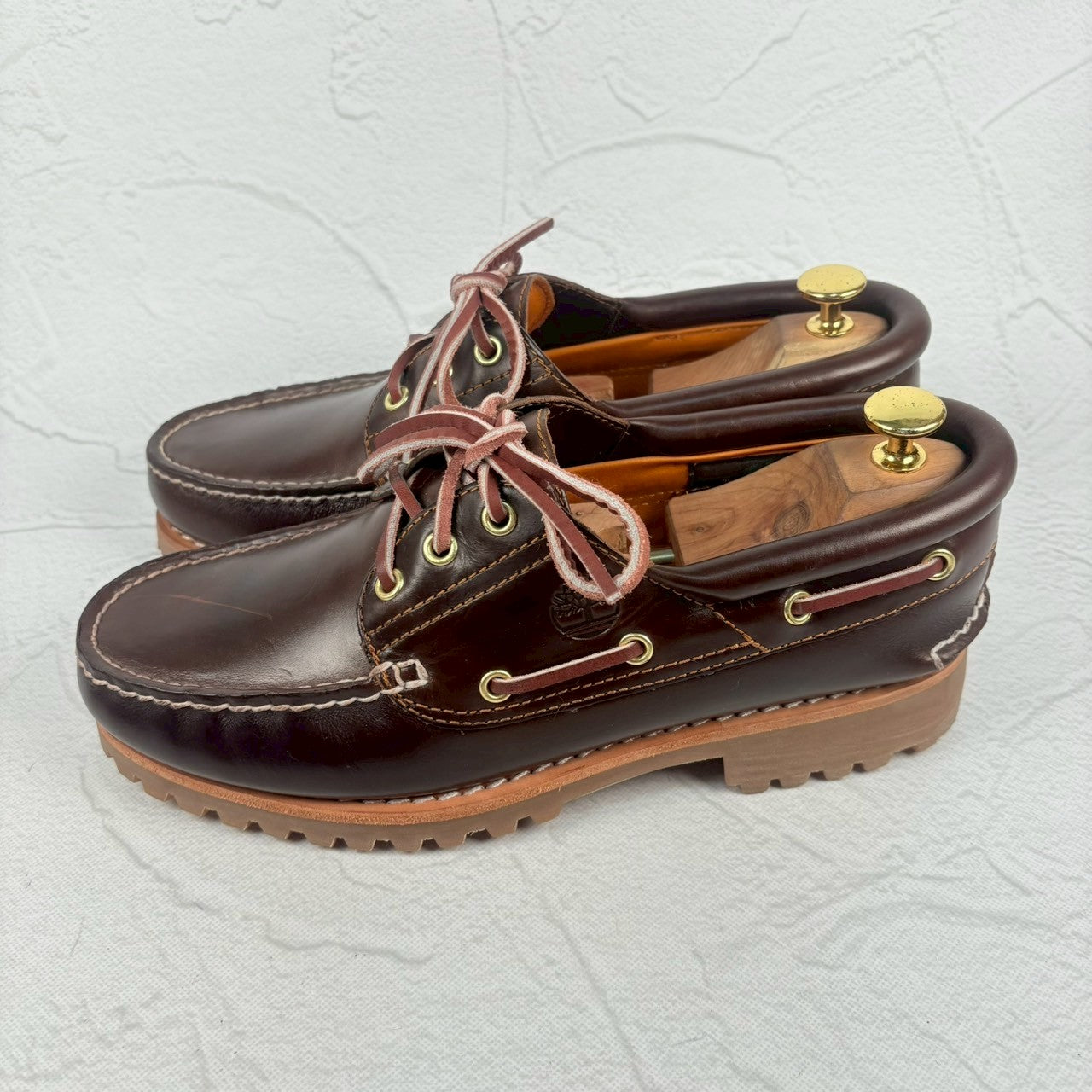 【美品】Timberland ティンバーランド 3-Eye Classic Lag スリーアイ クラシックラグ デッキシューズ 茶 ブラウン 26 米国［W3233］