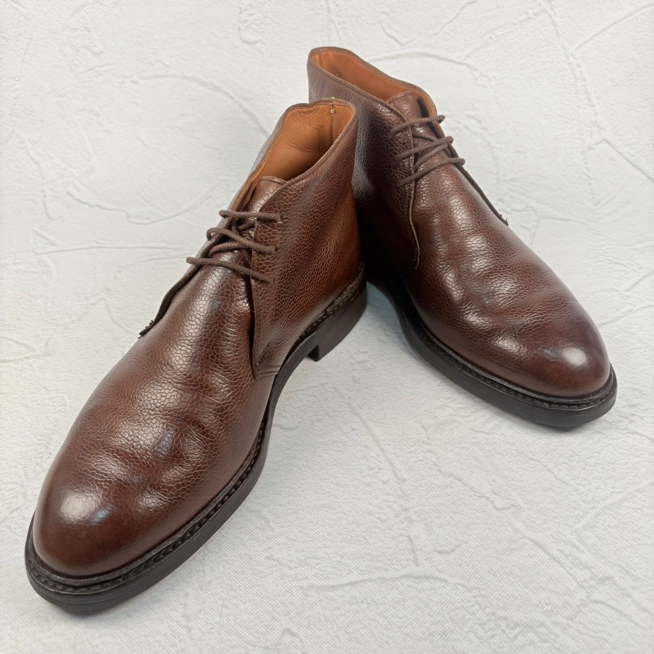 【良品】Crockett&Jones クロケットアンドジョーンズ CHEPSTOW チェプストウ ジョージブーツ チャッカ シボ革 茶 7.5 ［W3235］