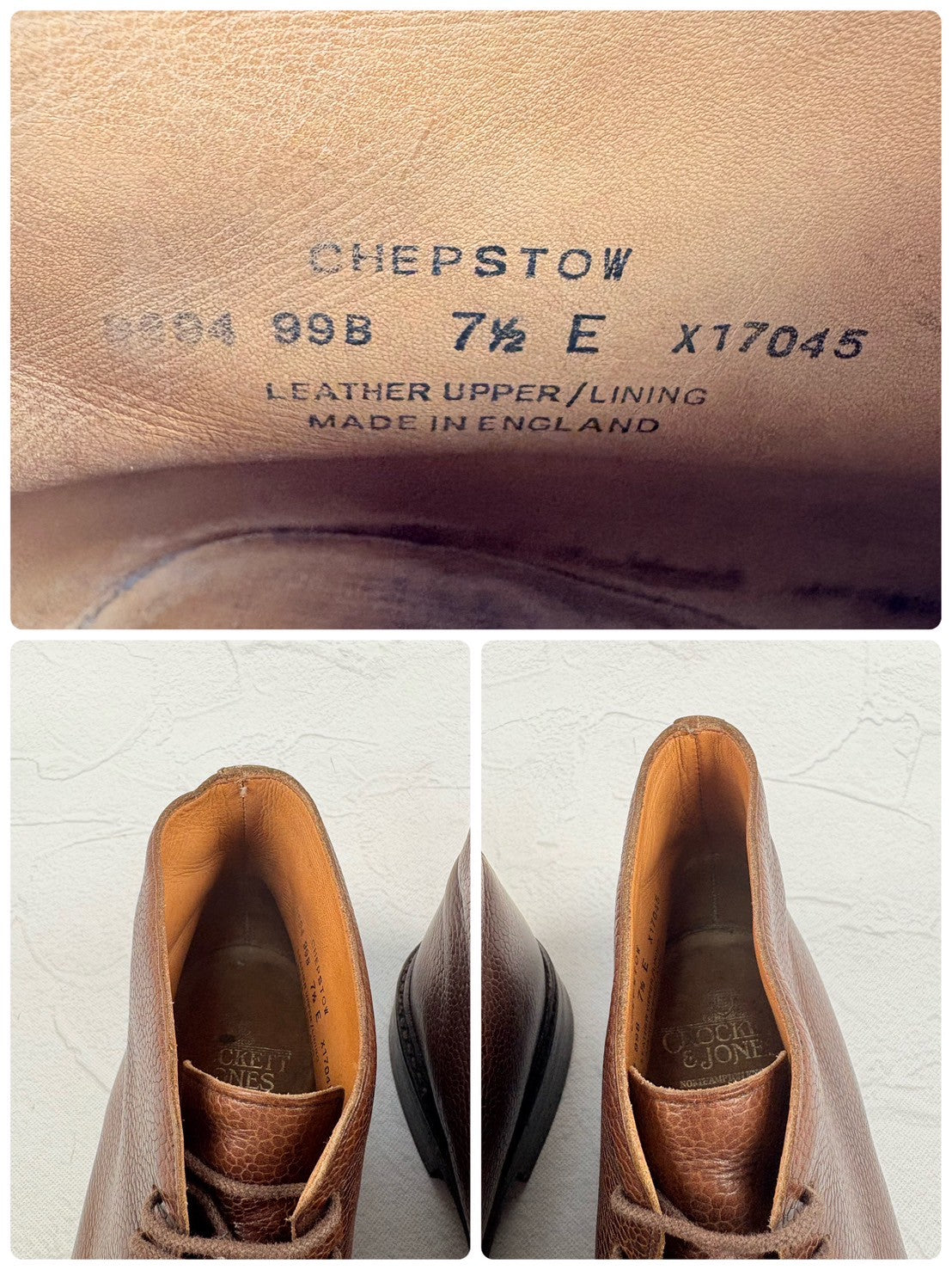 【良品】Crockett&Jones クロケットアンドジョーンズ CHEPSTOW チェプストウ ジョージブーツ チャッカ シボ革 茶 7.5 ［W3235］