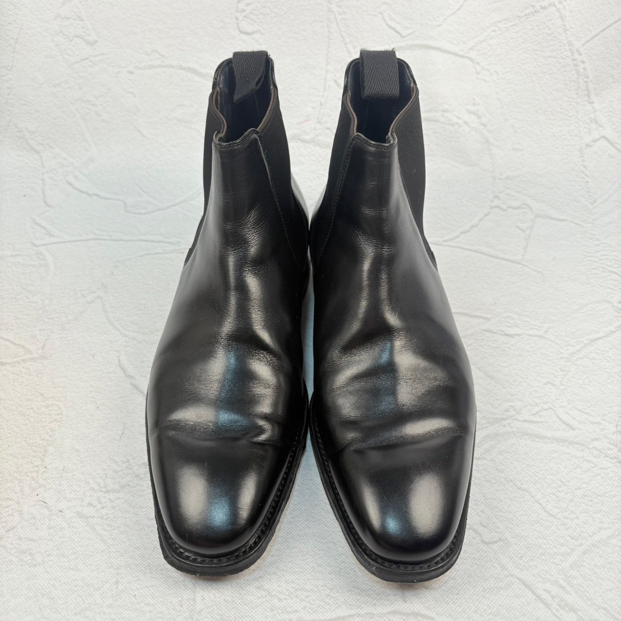 【美品】CHEANEY チーニー シップス別注 サイドゴア セミスクエア 黒 ブラック 6.5 英国製 ［W3236］