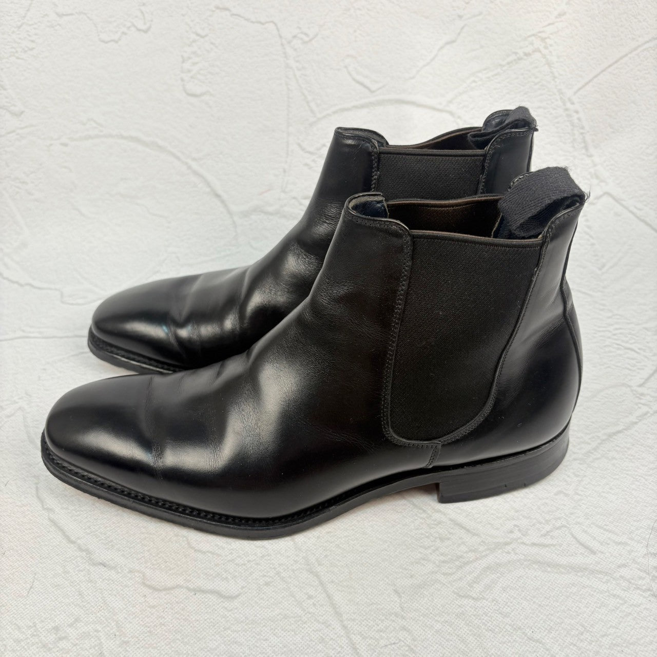 【美品】CHEANEY チーニー シップス別注 サイドゴア セミスクエア 黒 ブラック 6.5 英国製 ［W3236］