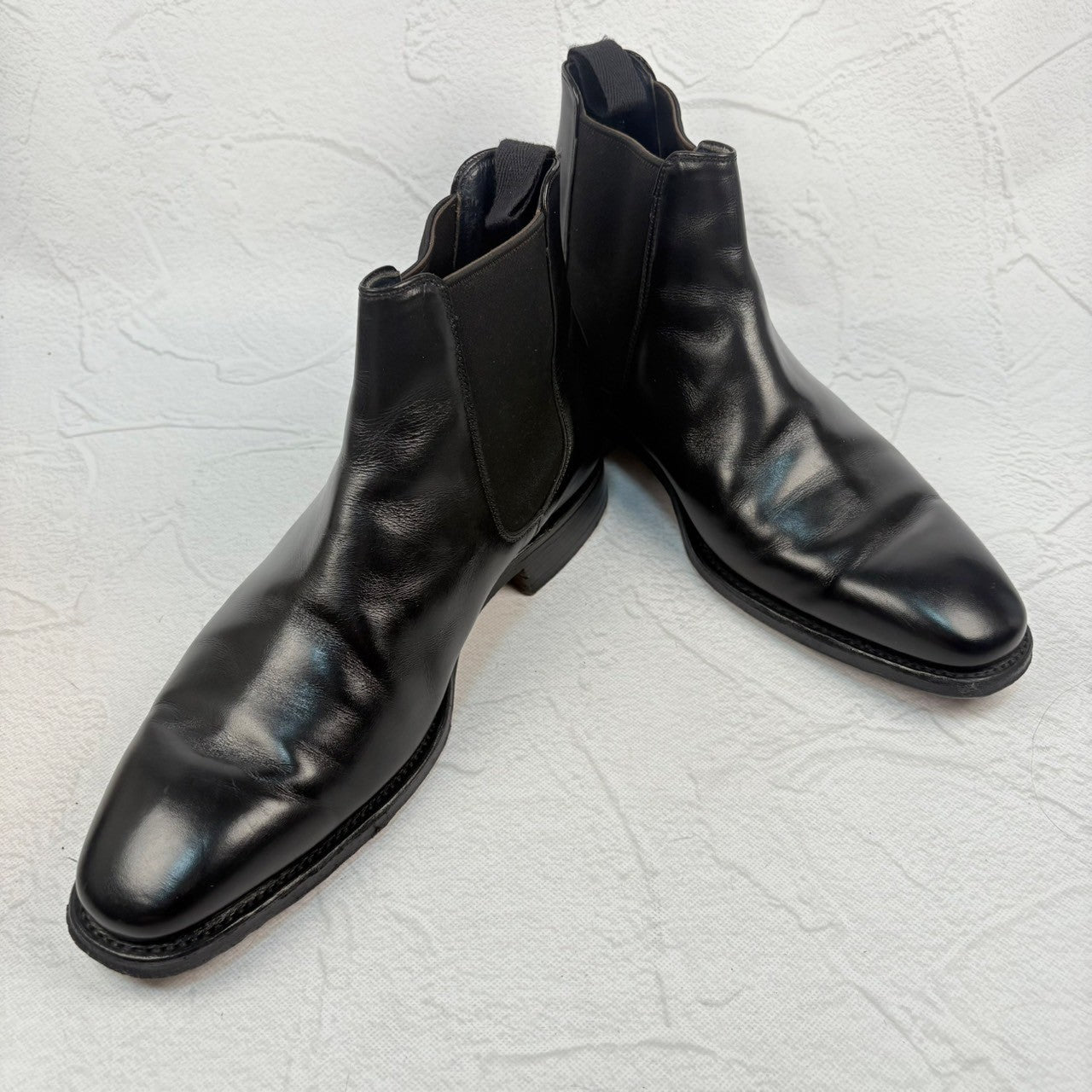 【美品】CHEANEY チーニー シップス別注 サイドゴア セミスクエア 黒 ブラック 6.5 英国製 ［W3236］