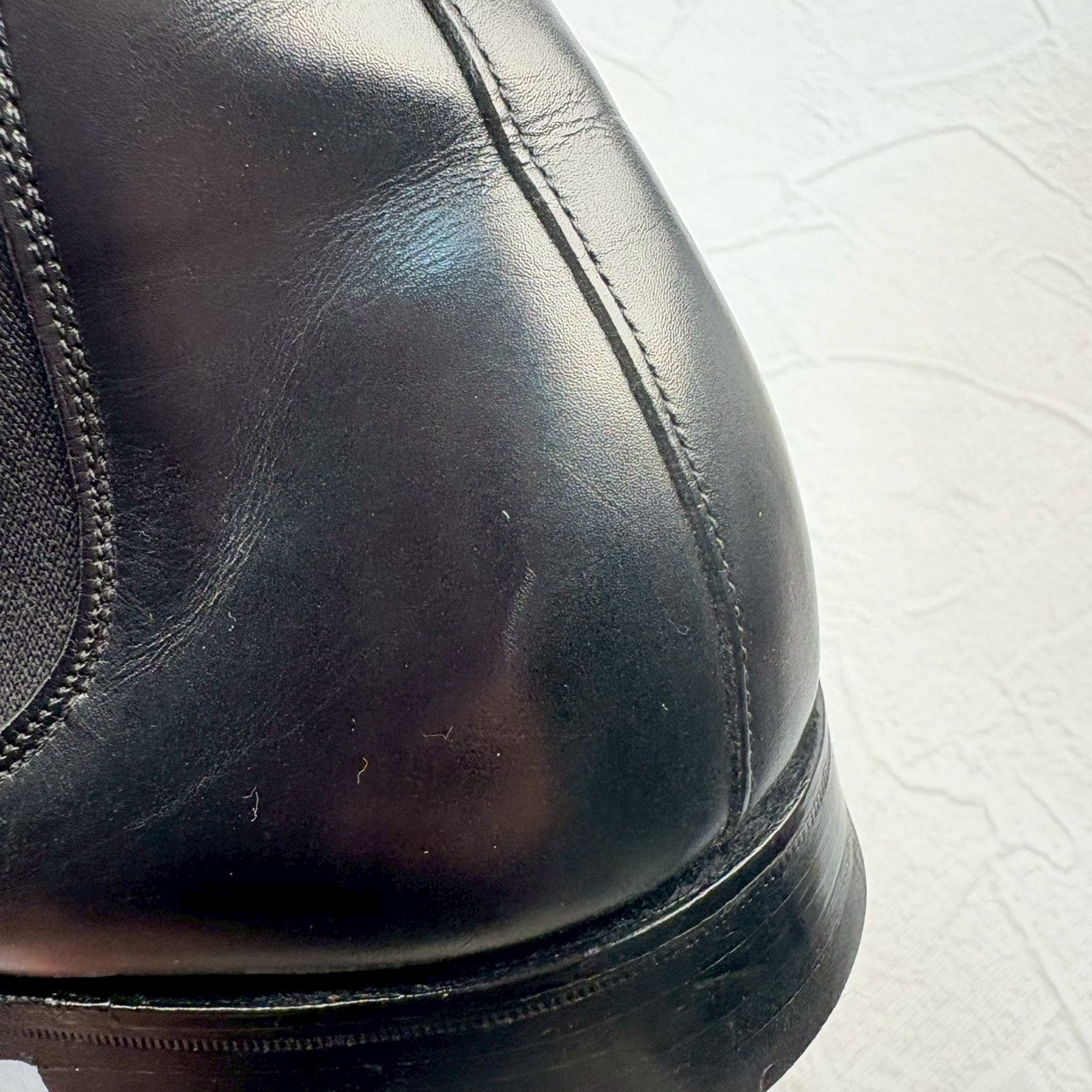【美品】CHEANEY チーニー シップス別注 サイドゴア セミスクエア 黒 ブラック 6.5 英国製 ［W3236］