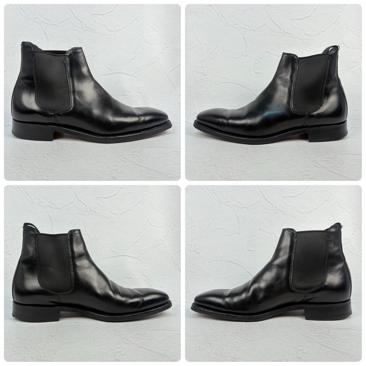 【美品】CHEANEY チーニー シップス別注 サイドゴア セミスクエア 黒 ブラック 6.5 英国製 ［W3236］